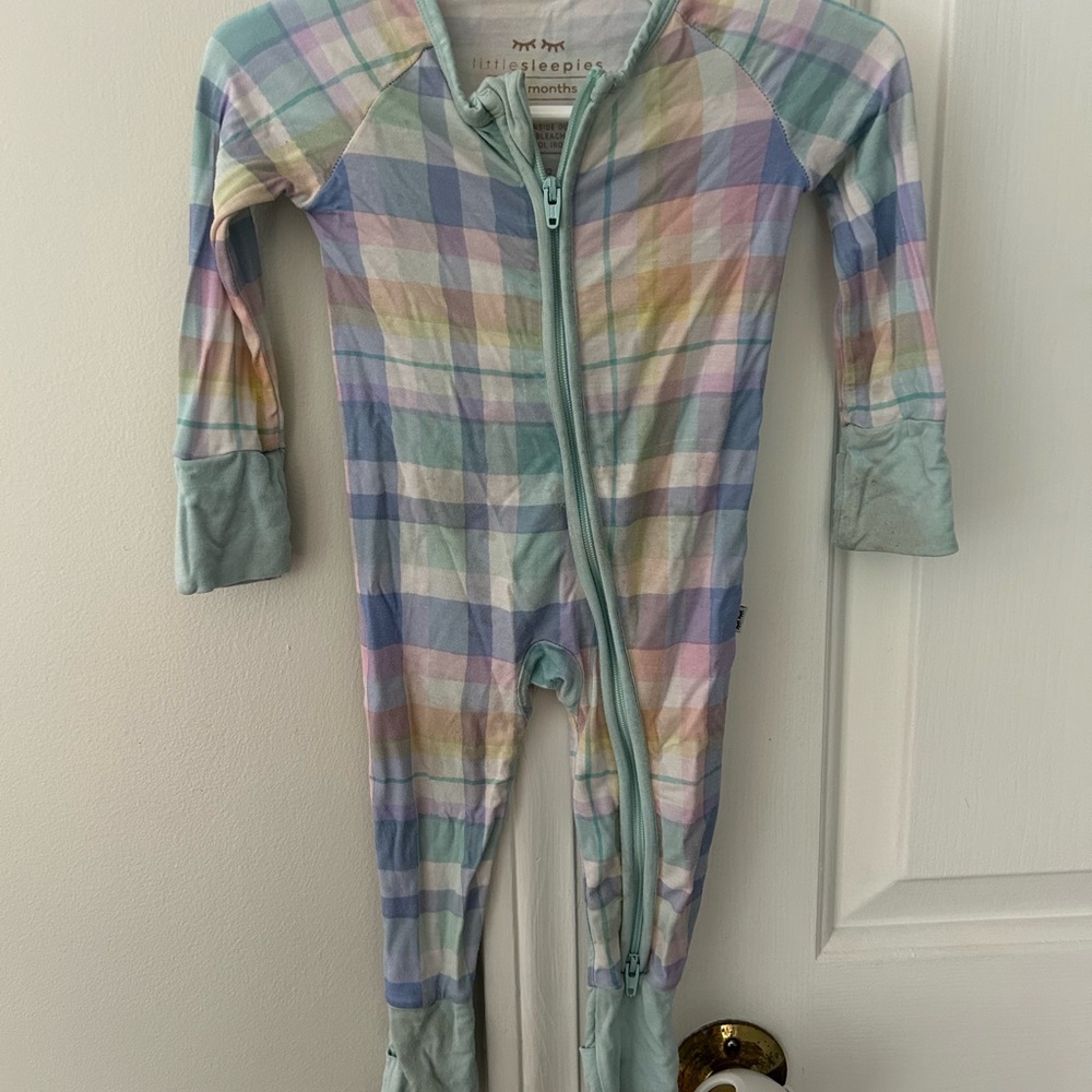 Little Sleepies Multicolor Pastel Plaid Kids Footie